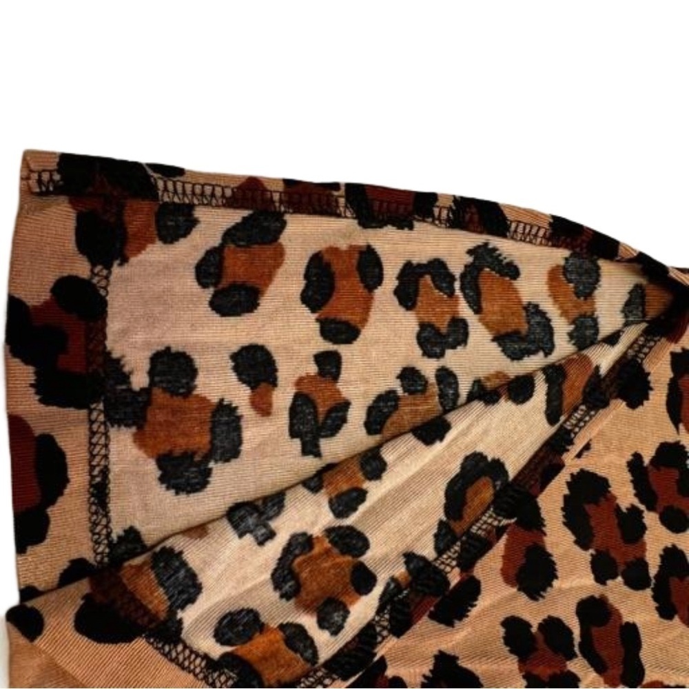 Slinky Brand Women's Size Small Brown Leopard Print Shirt Top Tee Cap Sleeve - Picture 5 of 12